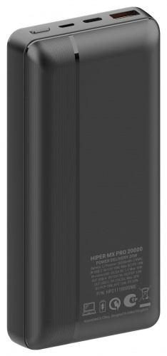 Мобильный аккумулятор Hiper MX Pro 20000 20000mAh QC PD 3A черный (MX PRO 20000 BLACK) фото 2