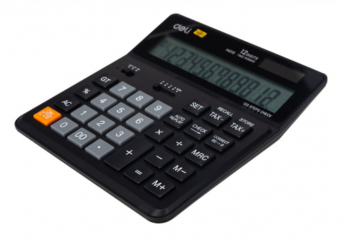 Калькулятор бухгалтерский Deli EM01020 черный 12-разр. фото 8