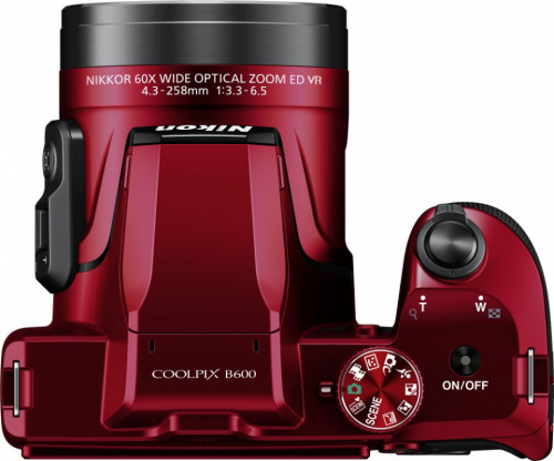 Фотоаппарат Nikon CoolPix B600 красный 16Mpix Zoom60x 3" 1080p SDXC CMOS 1x2.3 IS opt 1minF VF HDMI/WiFi/EN-EL12 фото 4