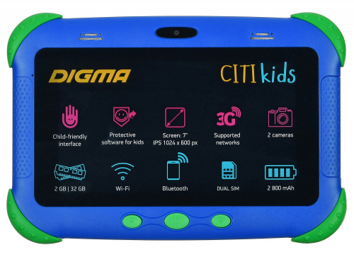 Планшет Digma CITI Kids MT8321 (1.3) 4C RAM2Gb ROM32Gb 7" IPS 1024x600 3G Android 9.0 синий 2Mpix 0.3Mpix BT WiFi Touch microSDHC 64Gb minUSB 2800mAh фото 3