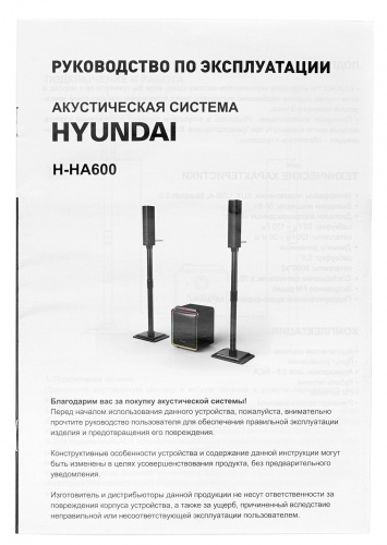 Микросистема Hyundai H-HA600 черный 80Вт FM USB BT SD/MMC/MS фото 3