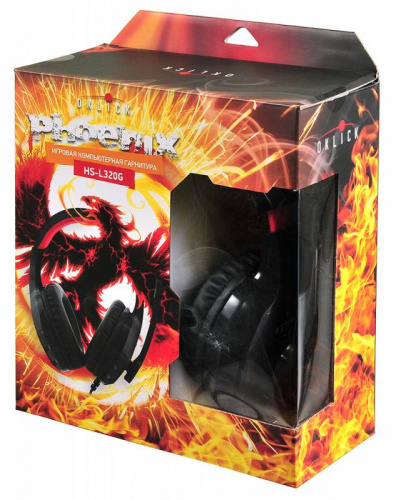 Наушники с микрофоном Оклик HS-L320G Phoenix черный/красный 1.9м мониторные оголовье (359482) фото 7