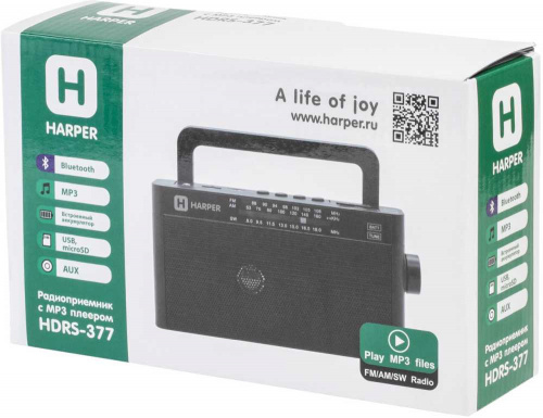 Радиоприемник настольный Harper HDRS-377 черный USB microSD фото 6
