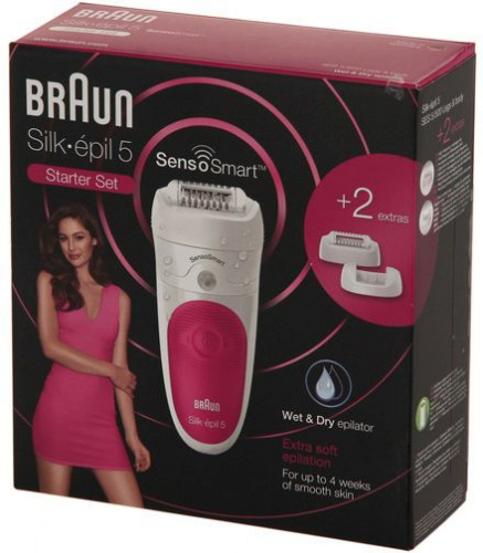 Эпилятор Braun SES 5/500 скор.:2 насад.:2 от аккум. белый/розовый фото 6