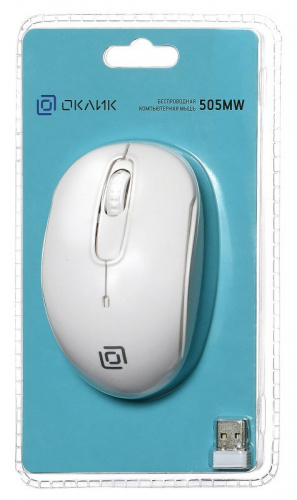 Мышь Оклик 505MW белый оптическая (1000dpi) беспроводная USB для ноутбука (3but) фото 3