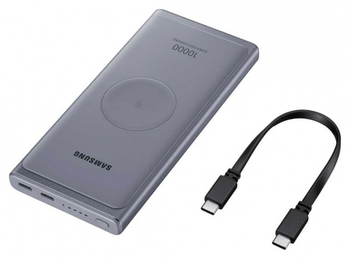 Мобильный аккумулятор Samsung EB-U3300 10000mAh 3A QC PD беспроводная зарядка темно-серый (EB-U3300XJRGRU) фото 4
