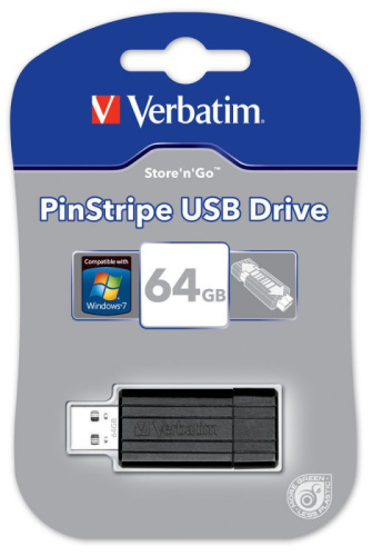 Флеш Диск Verbatim 64Gb PinStripe 49065 USB2.0 черный фото 5