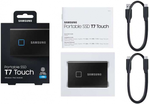 Накопитель SSD Samsung USB-C 1Tb MU-PC1T0K/WW T7 Touch 1.8" черный фото 2
