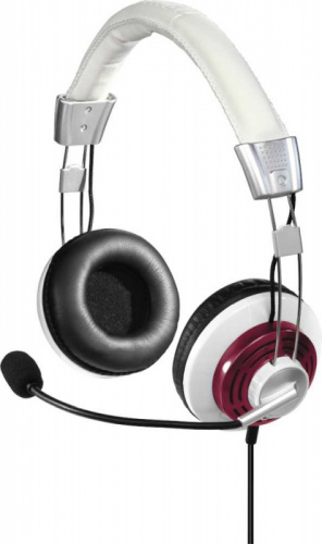 Наушники с микрофоном Hama Style белый/бордовый 2м мониторные оголовье (00139911) фото 6