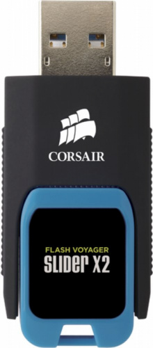 Флеш Диск Corsair 64Gb Voyager Slider X2 CMFSL3X2A-64GB USB3.0 черный/голубой фото 5