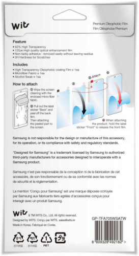 Защитная пленка для экрана Samsung Wits для Samsung Galaxy A40 прозрачная 1шт. (GP-TFA405WSATW) фото 2