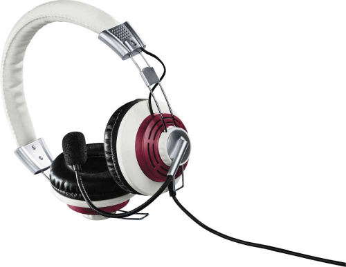 Наушники с микрофоном Hama Style белый/бордовый 2м мониторные оголовье (00139911) фото 7