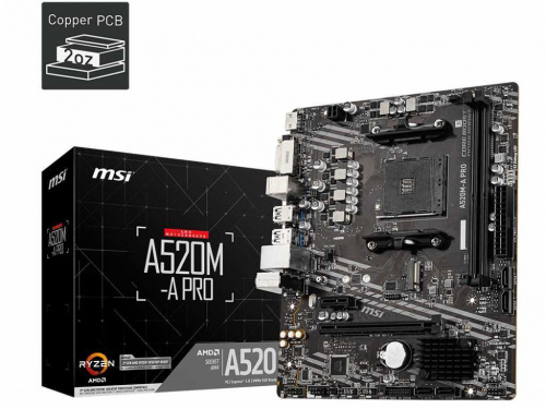 Материнская плата MSI A520M-A PRO Soc-AM4 AMD A520 2xDDR4 mATX AC`97 8ch(7.1) GbLAN RAID+DVI+HDMI фото 4