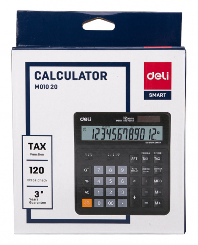 Калькулятор бухгалтерский Deli EM01020 черный 12-разр. фото 5