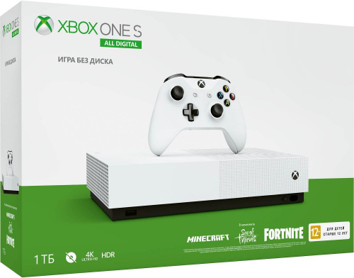 Игровая консоль Microsoft Xbox One S All-Digital Edition белый в комплекте: 3 игры: Minecraft, Sea of Thieves, Fortnite фото 3