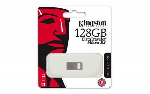 Флеш Диск Kingston 128Gb DataTraveler Micro 3.1 DTMC3/128GB USB3.1 серебристый фото 4