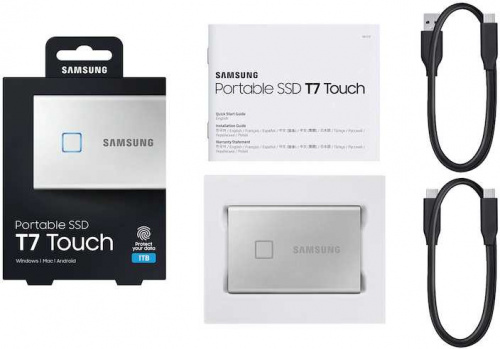 Накопитель SSD Samsung USB-C 1Tb MU-PC1T0S/WW T7 Touch 1.8" серый фото 7