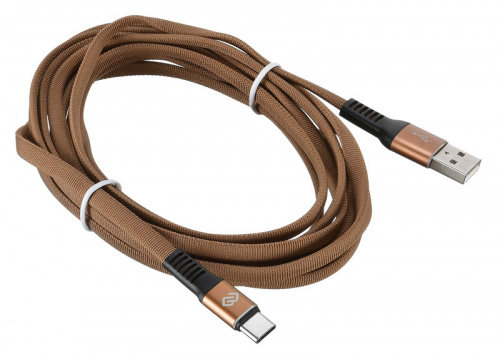 Кабель Digma USB A(m) USB Type-C (m) 3м коричневый плоский фото 5