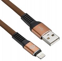 Кабель Digma USB A(m) Lightning (m) 3м коричневый плоский