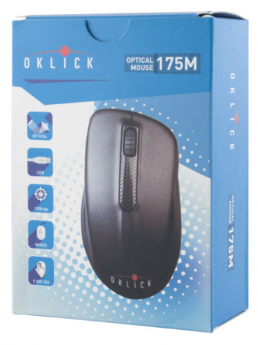 Мышь Оклик 175M черный оптическая (1000dpi) USB (3but) фото 4