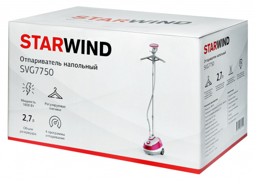 Отпариватель напольный Starwind SVG7750 1800Вт белый/малиновый фото 2