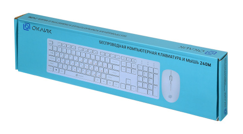 Клавиатура + мышь Оклик 240M клав:белый мышь:белый USB беспроводная slim Multimedia (1091258) фото 4
