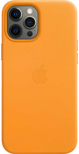 Чехол (клип-кейс) Apple для Apple iPhone 12 Pro Max Leather Case with MagSafe золотой апельсин (MHKH3ZE/A) фото 4