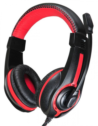 Наушники с микрофоном Оклик HS-L200 черный/красный 2.2м накладные оголовье (359484) фото 14