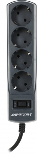 Сетевой фильтр Pilot m-MAX 3м (4 розетки) серый (коробка) фото 3