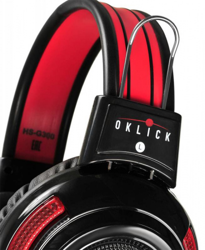 Наушники с микрофоном Оклик HS-G300 ARMAGEDDON черный/красный 2.2м мониторные оголовье (337457) фото 10