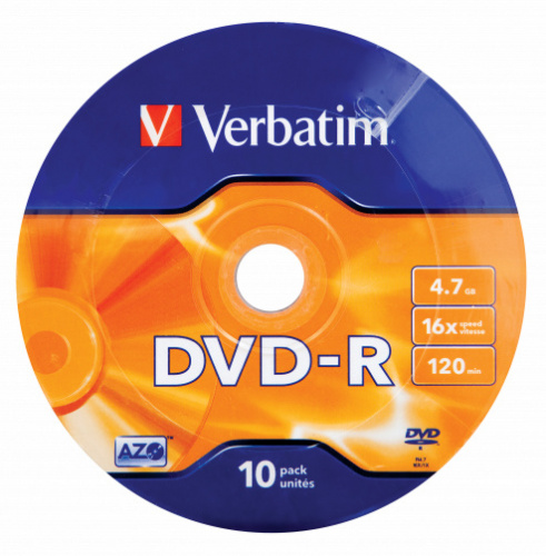 Диск DVD-R Verbatim 4.7Gb 16x bulk (10шт) (43729) фото 2