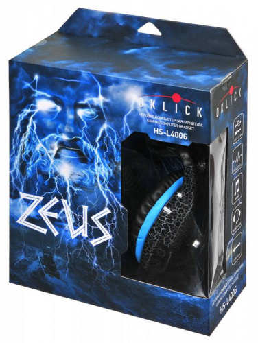 Наушники с микрофоном Оклик HS-L400G ZEUS черный/синий 2.2м мониторные оголовье (359480) фото 8