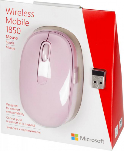 Мышь Microsoft Mobile Mouse 1850 розовый оптическая (1000dpi) беспроводная USB для ноутбука (2but) фото 2