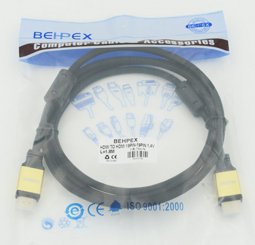 Кабель аудио-видео HDMI (m)/HDMI (m) 1.8м. феррит.кольца позолоч.конт. черный фото 2