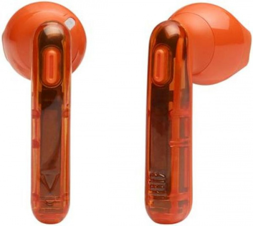 Гарнитура вкладыши JBL T225 TWS прозрачный/оранжевый беспроводные bluetooth в ушной раковине (JBLT225TWSGHOSTORG) фото 2