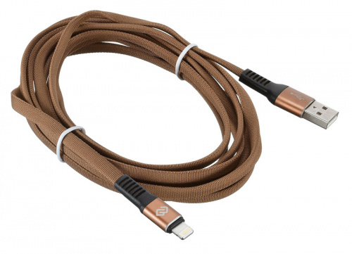 Кабель Digma USB A(m) Lightning (m) 3м коричневый плоский фото 2