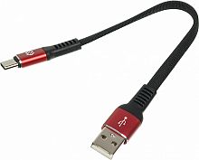 Кабель Digma USB A(m) USB Type-C (m) 0.15м черный/красный плоский