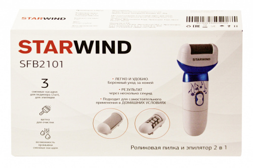 Пилка роликовая Starwind SFB2101 насадок:3шт белый/голубой фото 5