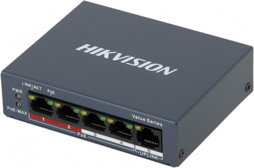 Коммутатор Hikvision DS-3E0105P-E/M(B) 4x100Mb 4PoE+ 35W неуправляемый фото 5