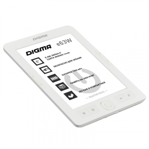 Электронная книга Digma E63W 6" E-Ink Carta 800x600 600MHz/4Gb/microSDHC белый фото 3