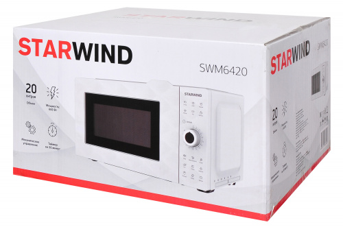 Микроволновая Печь Starwind SWM6420 20л. 600Вт белый фото 3