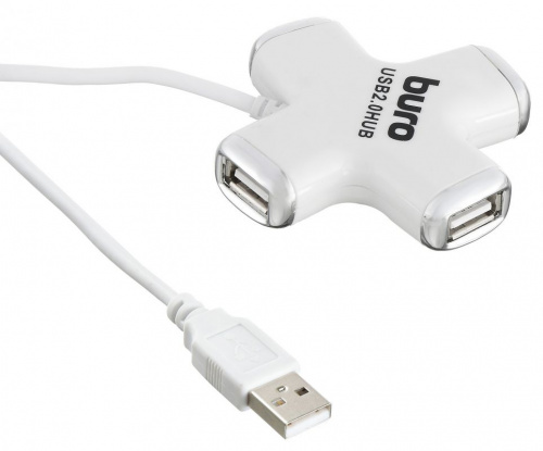 Разветвитель USB 2.0 Buro BU-HUB4-0.5-U2.0-Сross 4порт. белый фото 4