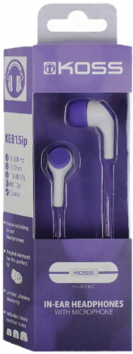 Гарнитура вкладыши Koss KEB15i 1.2м фиолетовый/белый проводные в ушной раковине (10102305) фото 2