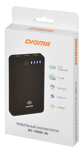 Мобильный аккумулятор Digma DG-10000-3U 10000mAh 15W 3A 2xUSB-A/USB-C черный (DG-10000-3U-BK) фото 6