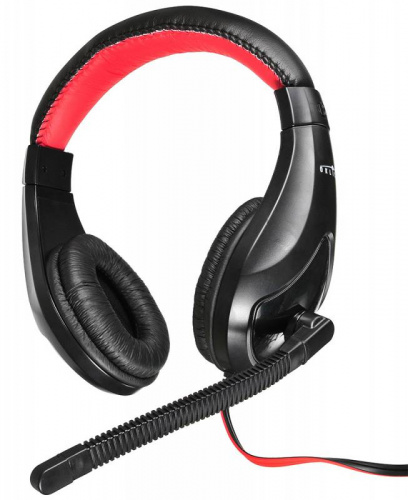 Наушники с микрофоном Оклик HS-L100 черный/красный 2м накладные оголовье (359485) фото 14