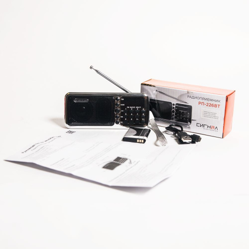 Радиоприемник портативный Сигнал РП-226BT черный/серебристый USB microSD фото 5