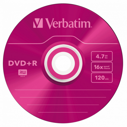 Диск DVD+R Verbatim 4.7Gb 16x Slim case (5шт) Color (43556) фото 3