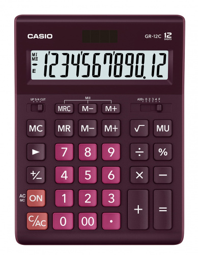 Калькулятор настольный Casio GR-12C-WR бордовый 12-разр. фото 2