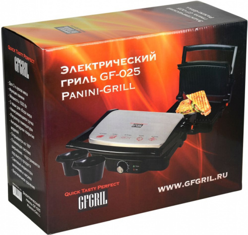 Электрогриль GFGril GF-025 PANINI-GRILL 1500Вт серебристый/черный фото 8