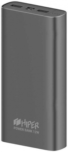 Мобильный аккумулятор Hiper METAL 20K 20000mAh 2.4A темно-серый (METAL 20K SPACE GRAY) фото 2